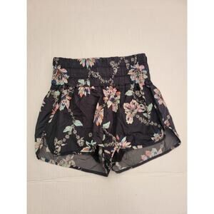 FREE PEOPLE Movement Boxing Shorts Medium The Way Home Onyx Floral Print